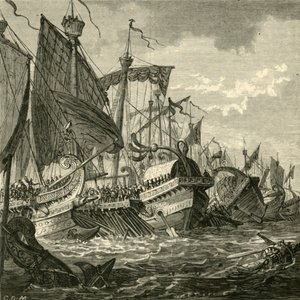 De Zeeslag bij Kaap Pelorus, 1890 door Unbekannt