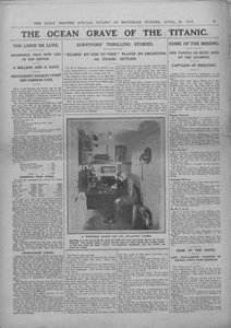Het Oceaangraf van de Titanic, en foto van een draadloze operator, 20 april 1912