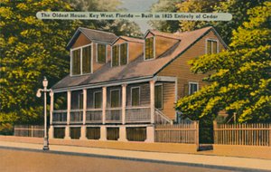 Het oudste huis, Key West, Florida - Gebouwd in 1825 geheel van ceder, ca. 1940s