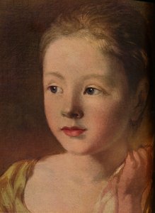 De dochters van de schilder achtervolgen een vlinder (detail) door Unbekannt