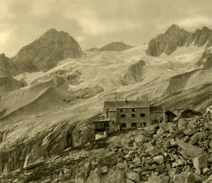De Plauener Hütte en gletsjer, Zillergrund, Tirol, Oostenrijk, ca. 1935 door Unbekannt