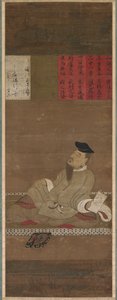 De dichter Kakinomoto no Hitomaro, ca. 1300-1350 door Unbekannt