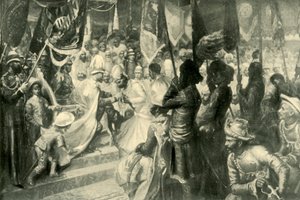 De Prins van Wales verleent de Orde van de Ster van India in Calcutta, 1901 door Unbekannt