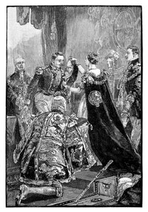 De Koningin die de Keizer van de Fransen de Orde van de Kousenband verleent, 1855, 1888