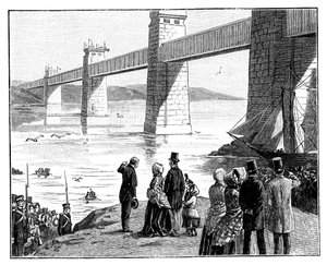 Het Bezoek van de Koningin aan de Britannia Buisbrug, Wales, c1888 door Unbekannt