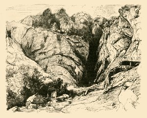 De kloof bij Delphi, scène van de afwijzing van de Galliërs, 1890 door Unbekannt