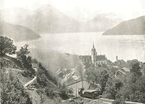 De Rigi-spoorweg, Vitznau, Zwitserland door Unbekannt