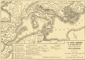 De Romeinse heerschappij in de tweede eeuw v.Chr. met de data van de belangrijkste veroveringen, 1890 door Unbekannt