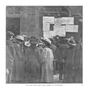 De scène rond de noodlottige tafel in Southampton, 20 april 1912 door Unbekannt
