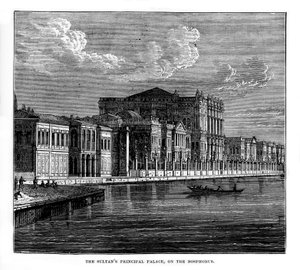 Het belangrijkste paleis van de sultan, aan de Bosporus, Turkije, 19e eeuw