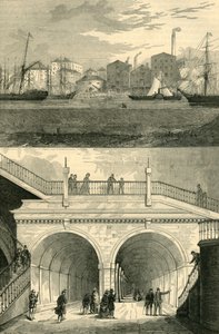 De Thames Tunnel zoals deze oorspronkelijk werd geopend voor verkeer, ca. 1872 door Unbekannt