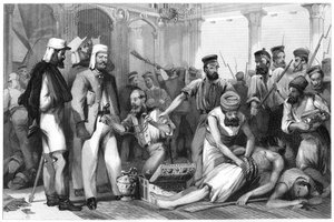 De correspondent van The Times kijkt toe bij het plunderen van de Kaiser Bagh, 1858, ca. 1860 door Unbekannt