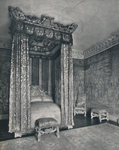 De Venetiaanse Ambassadeurskamer in Knole. Het Bed Gemaakt voor James I, De Stoel en Krukken van de