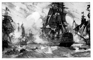 De overwinning bij de Slag bij Trafalgar, 19e eeuw door Unbekannt