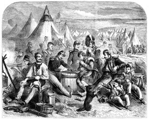 Het vermaak van de soldaten voor Sebastopol, 1855 door Unbekannt