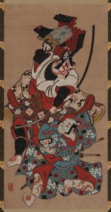 De harnas-trekkende scène uit een Soga-spel, Edo-periode, 1615-1868 door Unbekannt