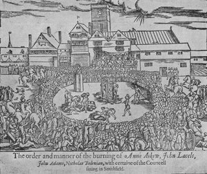 De verbranding van Anne Askew, John Lascelles, John Adams en Nicholas Belenian, 1546 door Unbekannt