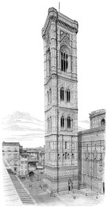 De Campanile van de Basiliek van Santa Maria del Fiore, Florence, Italië door Unbekannt