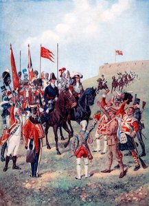 De cavalerie ontmoet de infanterie op het slagveld, 1910 door Unbekannt