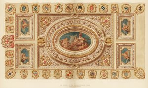 Het plafond van de Aldermens Court Room, Guildhall, City of London, 18e eeuw 1886 door Unbekannt