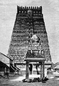 De hoofdgopura van de tempel in Kumbakonam, India, 1895 door Unbekannt
