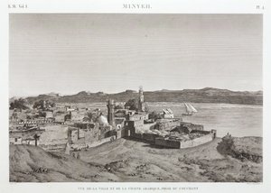 De stad Al Minya en de rivier de Nijl, Egypte door Unbekannt