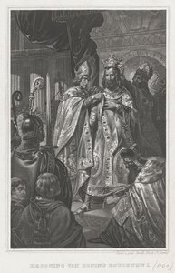 De kroning van Boudewijn I op eerste kerstdag 1100, 19de eeuw door Unbekannt