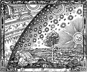 De rand van het firmament Flammarion gravure uit Latmosphère. Météorologie populaire door Camill
