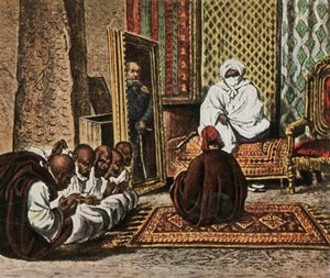 De ontdekkingsreiziger Nachtigal met Sheik Omar van Bornu, 5 juni 1870