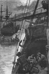 Het eerste Engelse schip in de Stille Oceaan: Sir Francis Drakes Golden Hind in Lima, 1579, 1908