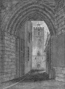 De poort van St. Bartholomews Priory, West Smithfield, City of London, ca. 1850 1906 door Unbekannt