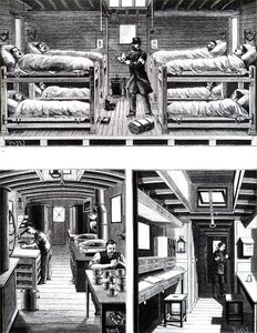 Het interieur van een Franse militaire hospitaaltrein