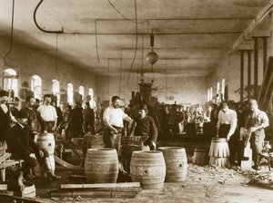 De productie van houten biervaten in Pilsen