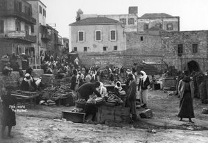 De markt, Haifa, Palestina, ca. 1920s-1930s door Unbekannt