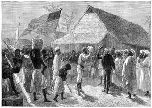 De ontmoeting tussen Henry Morton Stanley en Dr. David Livingstone, Afrika, 19e eeuw