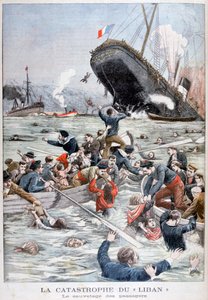 De passagiersstomer Liban zinkt na een aanvaring met een ander schip, 1903