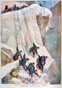 De redding van twee Franse soldaten na een lawine, 1894 door Unbekannt