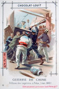 Het verzet van het diplomatieke personeel in Peking, China, Bokseropstand, juni 1900