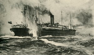 Het zinken van de SS Arabic, Eerste Wereldoorlog door Unbekannt