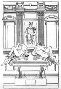 Het graf van Julian de Medici in de nieuwe sacristie van de San Lorenzo Basiliek, Florence, 1882
