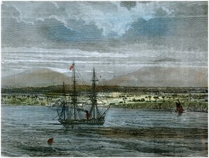 De vulkanen van Mauna Loa en Manua Kea, Hawaï, ca. 1880