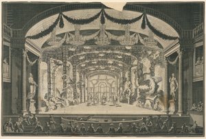 Theaterinterieur met voorstelling door Unbekannt