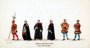 Theaterkostuumontwerpen voor Shakespeares toneelstuk, Henry VIII, 19e eeuw door Unbekannt