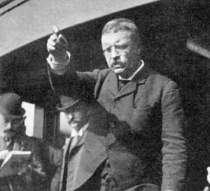Theodore Roosevelt spreekt een bijeenkomst toe in de staat New York door Unbekannt