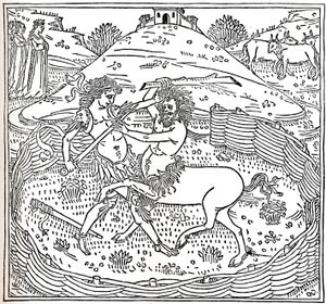 Theseus en de Centaur, Plutarchus: Vitae Parallelae, 1491, 1917 door Unbekannt