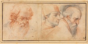 Drie hoofdenstudies, 1600s door Unbekannt