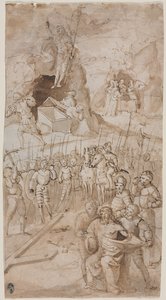 Drie Scènes uit de Passie van Christus (recto) Architectonische Schets (verso), 1500s door Unbekannt