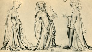 Drie jonge vrouwen, c1400, 1943 door Unbekannt
