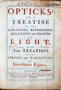 Titelpagina van Opticks door Engelse wetenschapper en wiskundige Isaac Newton, 1794 door Unbekannt