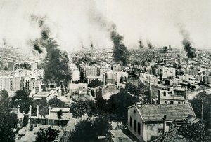 Tragische Week 1909, brand van kloosters. Afbeelding gepubliceerd in het tijdschrift "La Actualidad". Barcelona, Spanje door Unbekannt